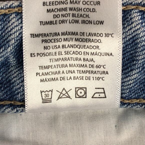 Carly Jean Womens Jeans 13 Blue Straight High Rise Baggy Button‎ Fly Distressed - Picture 9 of 14